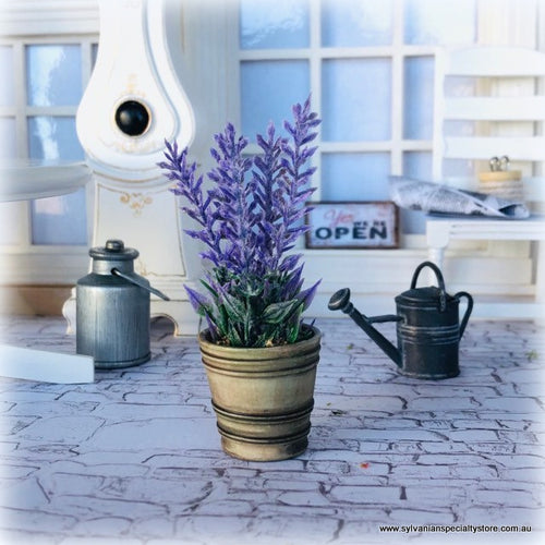 Dollhouse miniature lavender plant aged urn french provincial purple