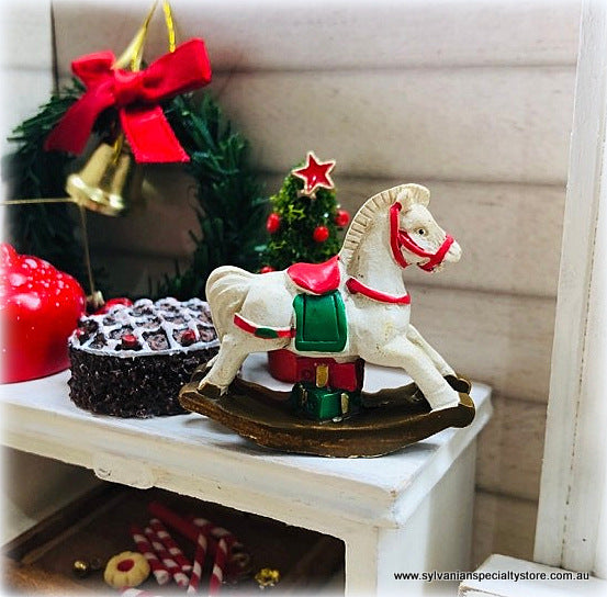 Dollhouse miniature tiny rocking horse resin