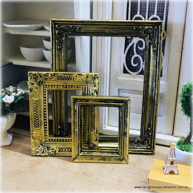 Dollhouse Frames antiqued gold set of 3