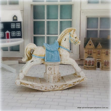 Rocking Horse Vintage Style - 9.5 cm high - Blue -Miniature