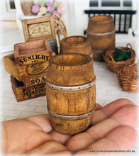 Dollhouse miniature rustic aged barrel wine market cellar