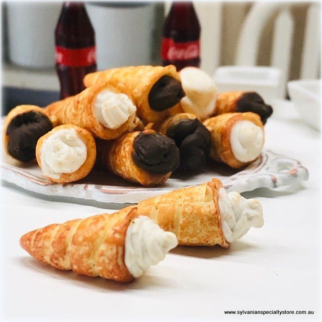 Dollhouse miniature bakery cream horns