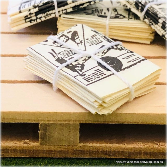 Newspapers Tied with String - Miniature
