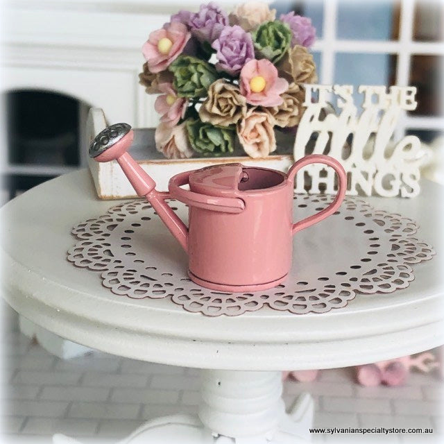 Dollhouse Easter Flowers pink watering can 