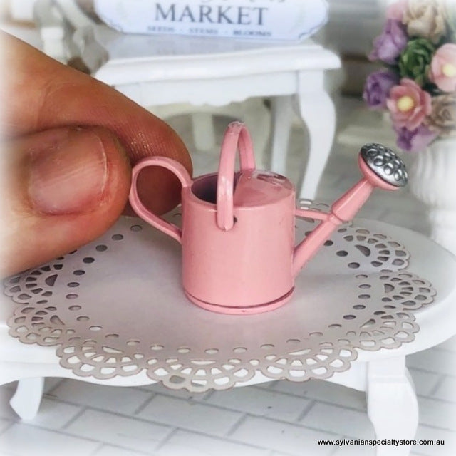 Dollhouse Easter Flowers pink watering can 