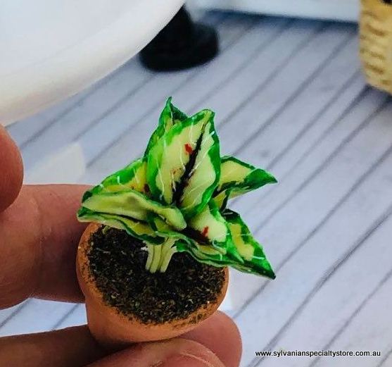 Fern in pot - Green/Red - Miniature