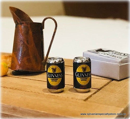 Dollhouse miniature cans of beer Guiness pub