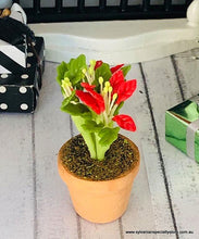 Dollhouse miniature christmas red potplant