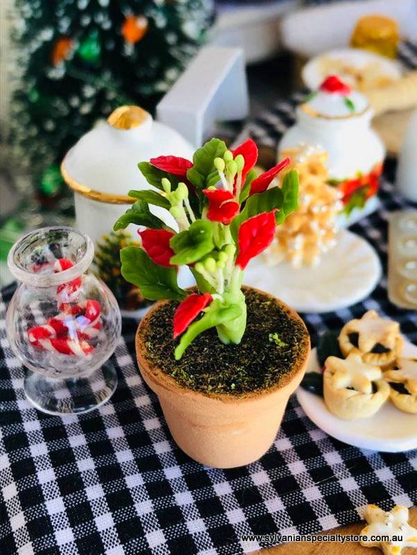 Red Christmas Potted Plant - Miniature