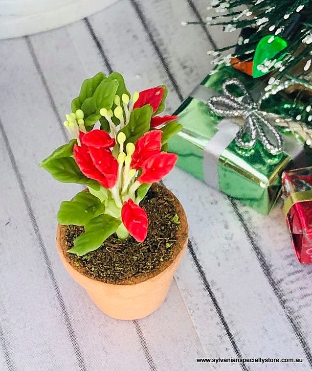 Red Christmas Potted Plant - Miniature
