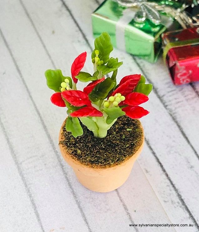 Red Christmas Potted Plant - Miniature