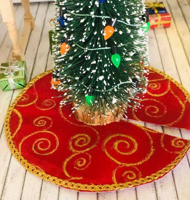 Dollhouse miniature American Christmas tree skirt accessory