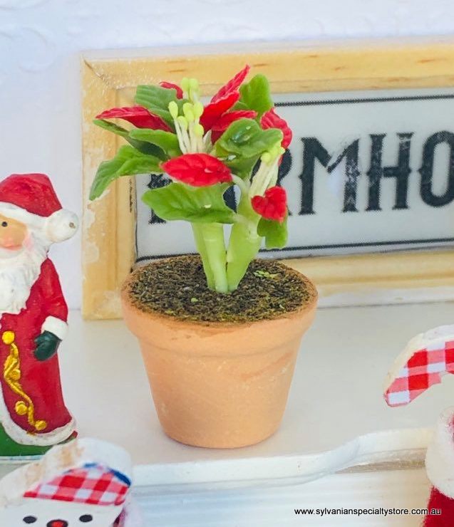 Red Christmas Potted Plant - Miniature