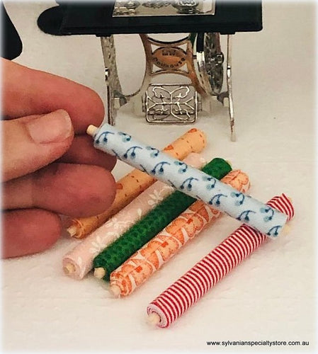 Dollhouse miniature fabric rolls material sewing room