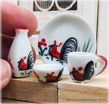 Dollhouse miniature Rooster farmhouse crockery