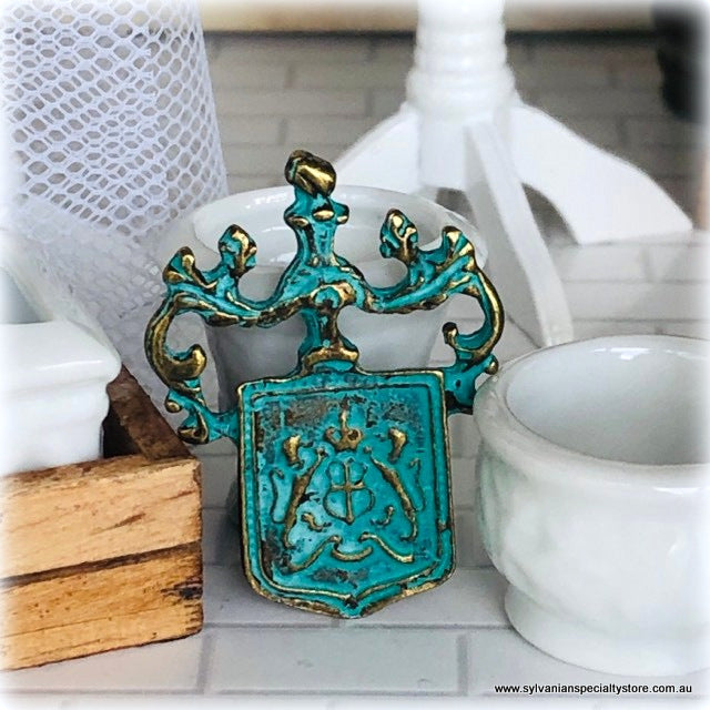Dollhouse royal provincial crest aged weathered green 