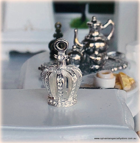 Dollhouse miniature royal princess king crown silver