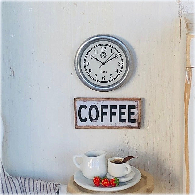 Dollhouse modern clock coffee afternoon tea