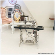 Dollhouse miniature sewing machine silver stylish