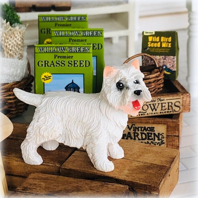 Dollhouse miniature Westie terrier standing