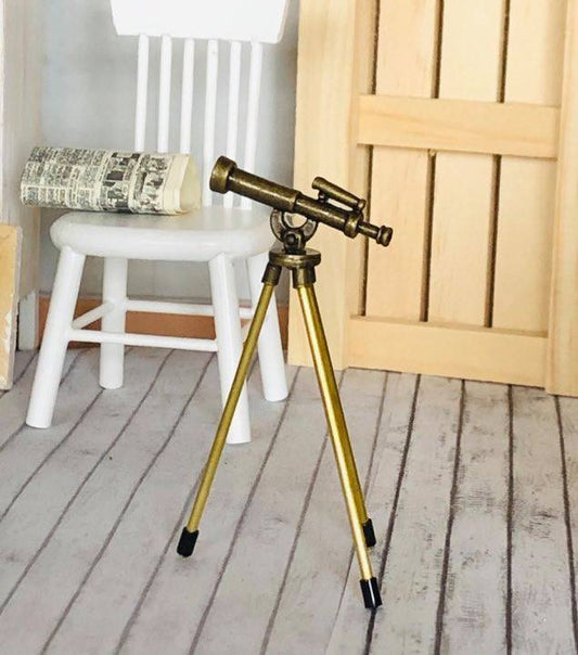 Dollhouse miniature 1:12 telescope bronze
