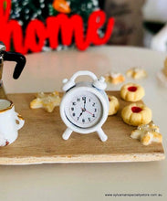 Miniature dollhouse white alarm clock