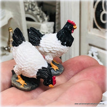 Dollhouse pair of hens miniature figurine chooks