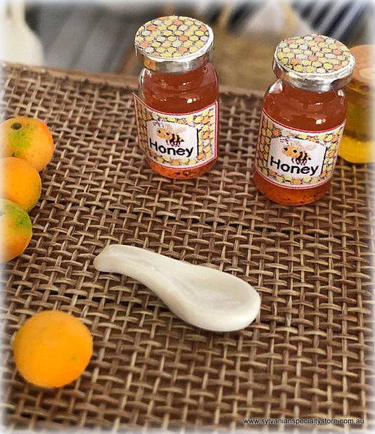 Dollhouse miniature white ceramic ladle spoon country