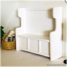 White Wooden Pew/Hallway Seat - Miniature