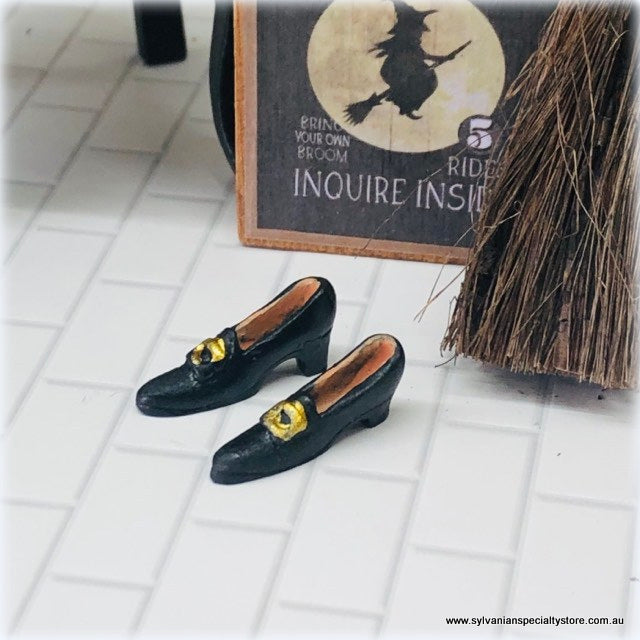 Dollhouse miniature halloween witch shoes