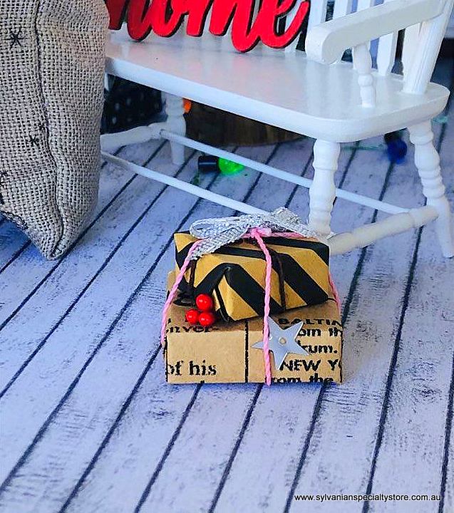 Brown Paper Wrapped Gifts - Miniature