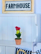 Dollhouse miniature red flowers pot plant garden
