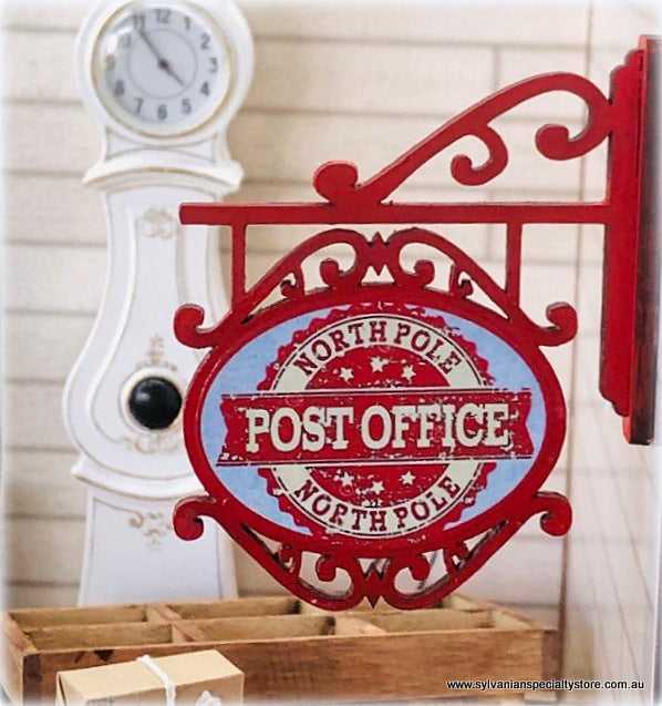 Dollhouse miniature post office north pole christmas sign