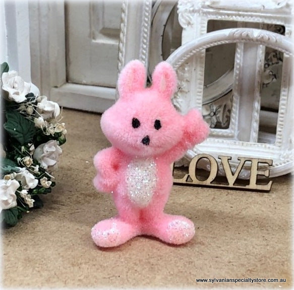 Dollhouse miniature nursery toy pink rabbit