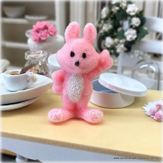 Dollhouse miniature nursery toy pink rabbit
