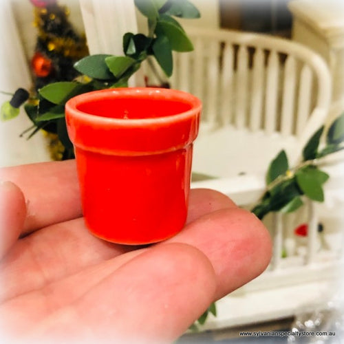 Dollhouse Christmas miniature red planter pot decorating Christmas trees