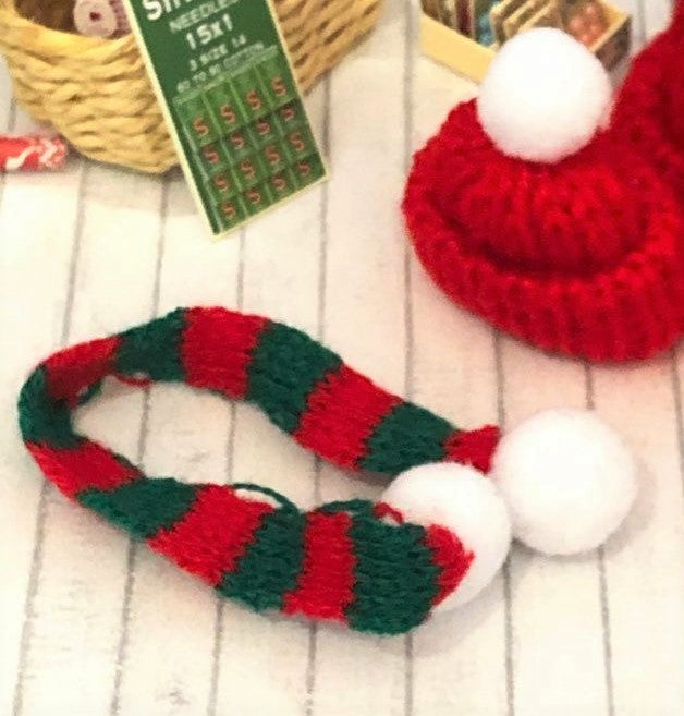 Dollhouse miniature knitted scarf