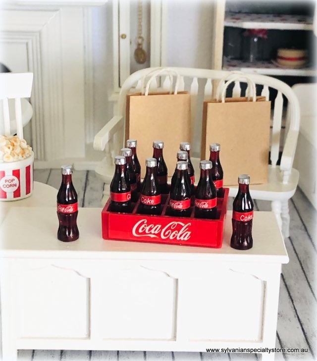 thumbnail image 2 of Miniature Coca-Cola Soda Box Set - 1:12 Scale Dollhouse Drink Accessories (Bottled Coke) 2 of 5