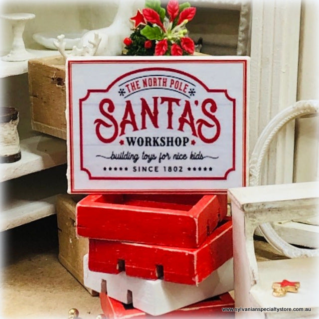 Dollhouse Christmas Sign Santa's workshop