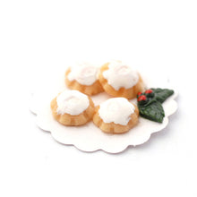 Dollshouse miniature Christmas mince pies on plate holly