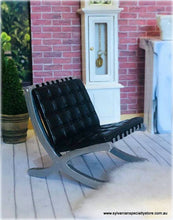 Dollhouse miniature modern black barcelona chair