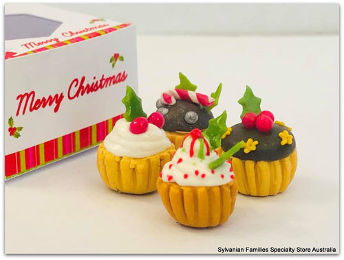 Miniature Christmas cupcakes in a festive box