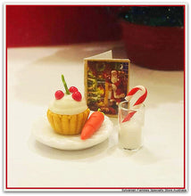 Santa's Treat - cake, candy, carrot and milk on plate