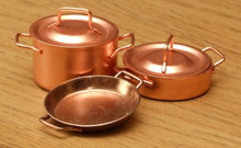 Dollshouse miniature casserole copper pots skillet