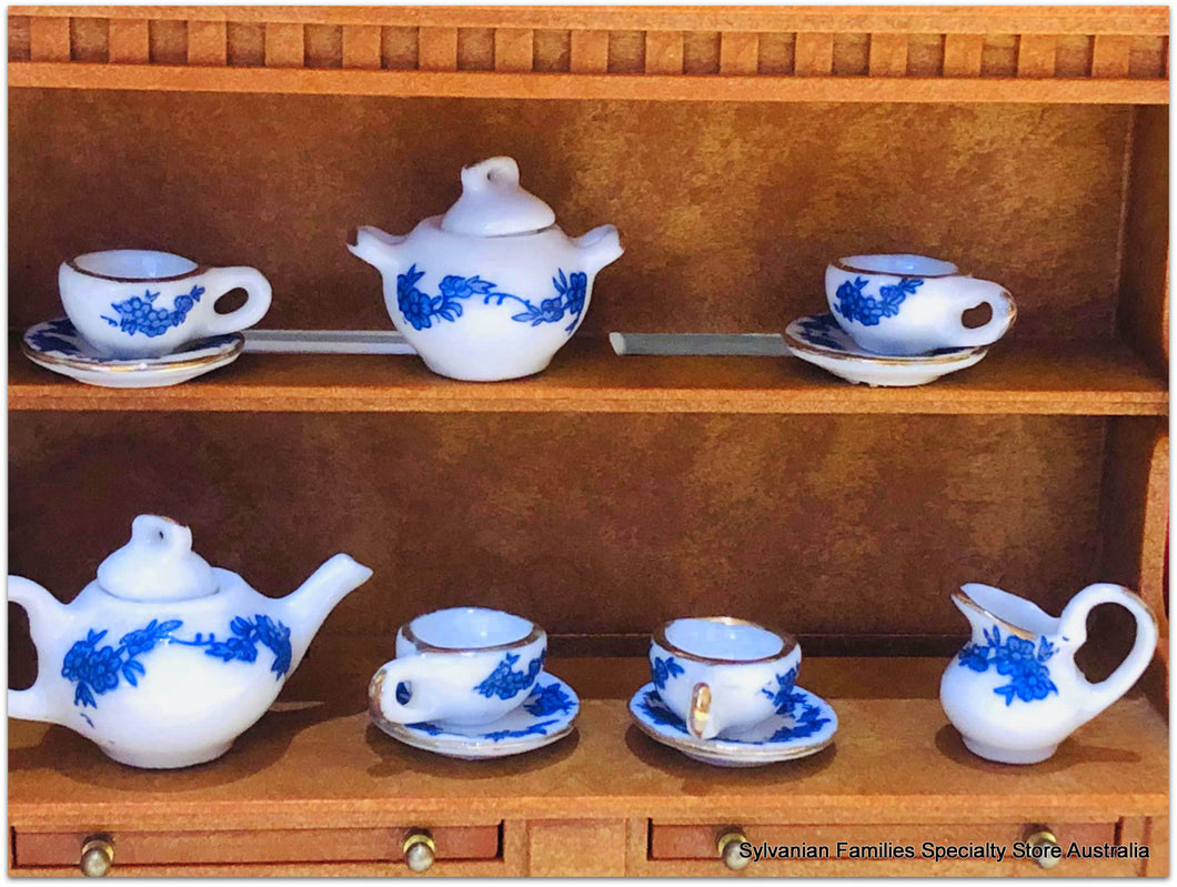 Blue Tea Set With Gold Rim – Dollhouse Accessories Australia (Formerly  Trading As Sylvanian Specialty Store)