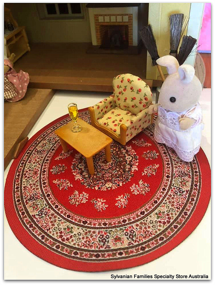 Circle Turkish Rug - Red- 19cm diameter