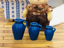 Dollshouse miniature 3 blue vases