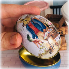 Miniature Easter Egg Tin for Gifting rabbit theme vintage style