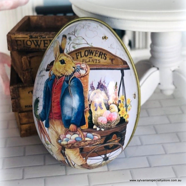 Easter Tin Egg - Market Theme - 6 cm high - Great idea for Gifting a Miniature in!