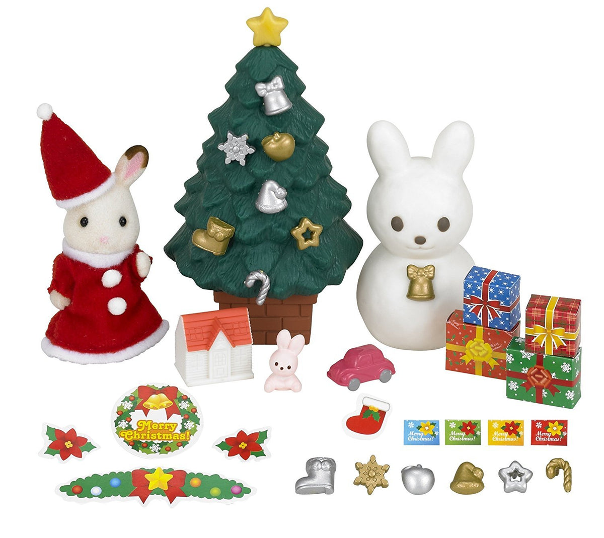 Sylvanian Families Christmas set Chocolate Rabbit girl, snowman Christmas tree